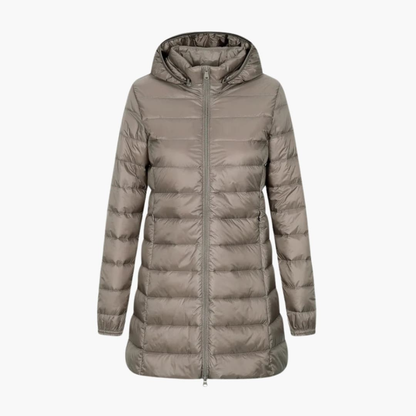 Ladies Winter Down Jacket with Hood and Long Cut