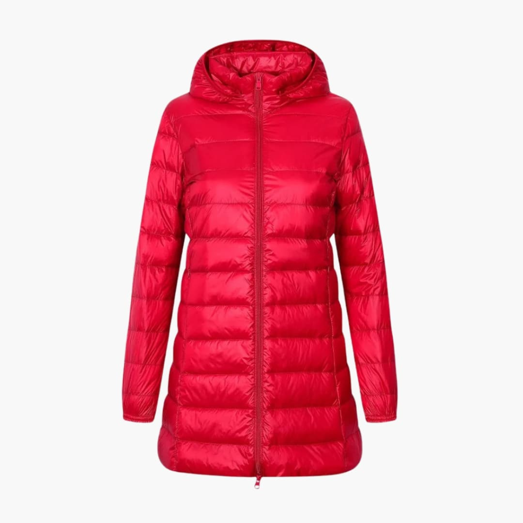 Ladies Winter Down Jacket with Hood and Long Cut