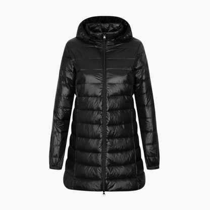 Ladies Winter Down Jacket with Hood and Long Cut