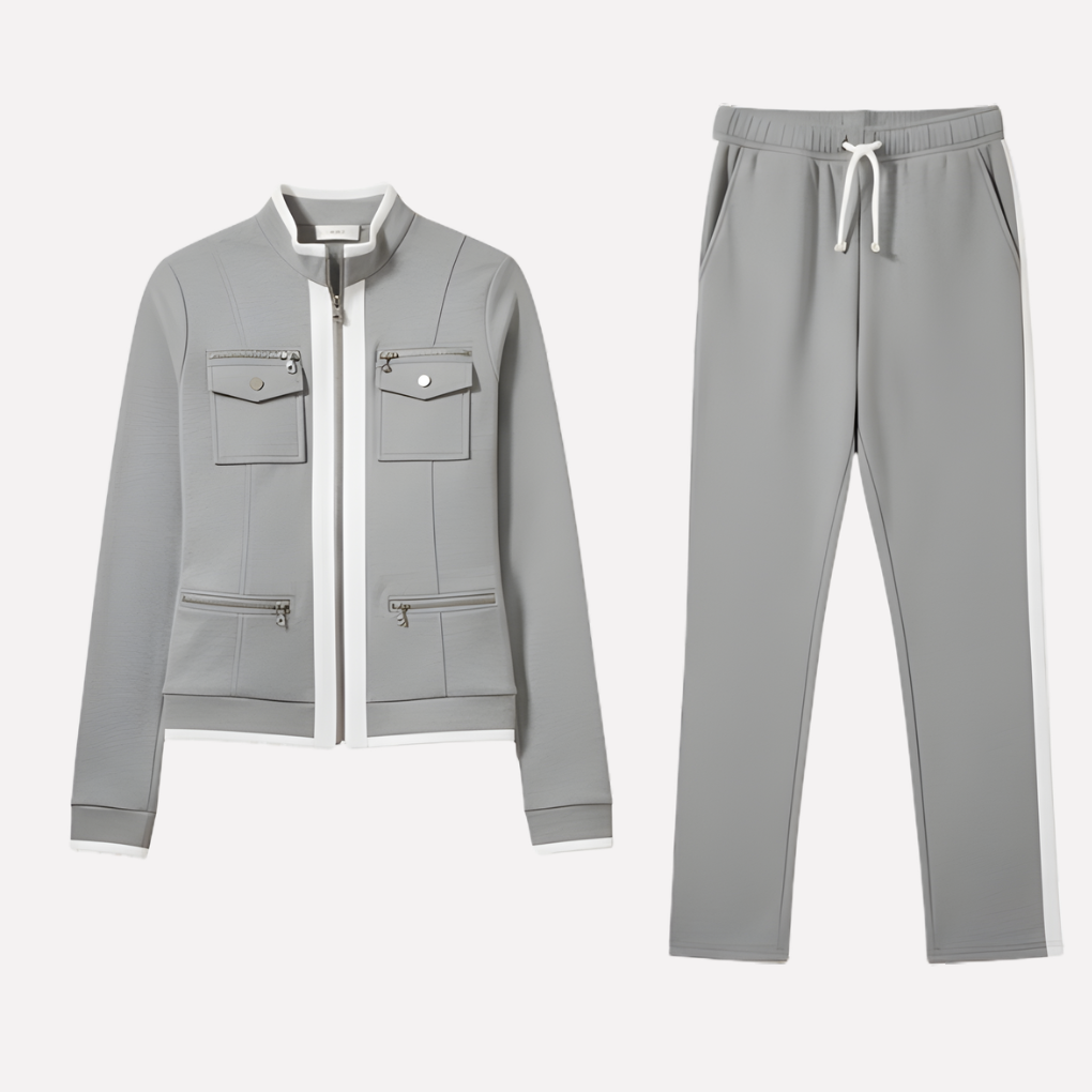 Ladies Zip Jacket & Pants Set – Contrast Trim Style