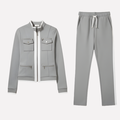 Ladies Zip Jacket & Pants Set – Contrast Trim Style