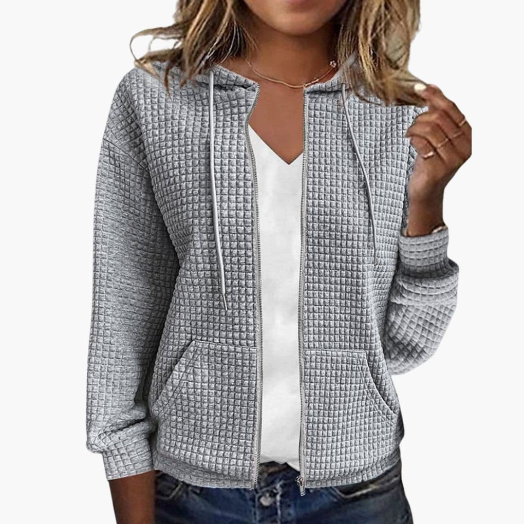 Ladies Zip-Up Hoodie with Drawstring Hood