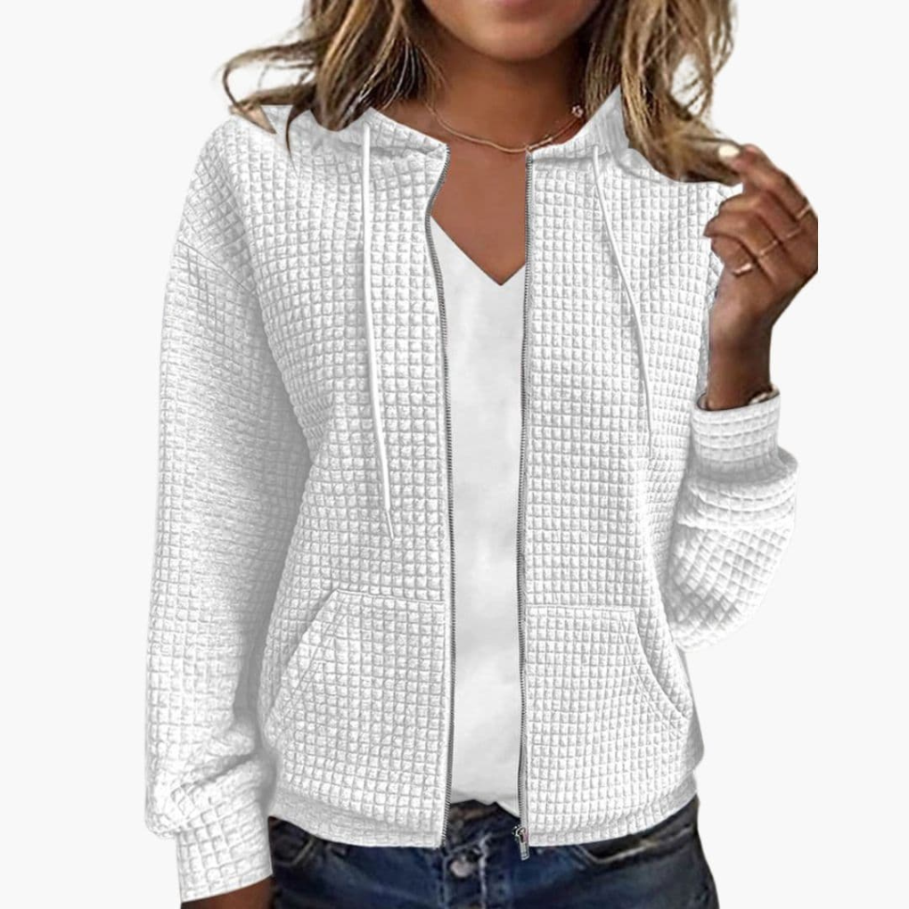 Ladies Zip-Up Hoodie with Drawstring Hood