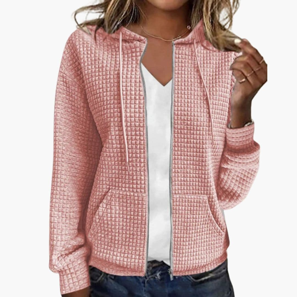 Ladies Zip-Up Hoodie with Drawstring Hood