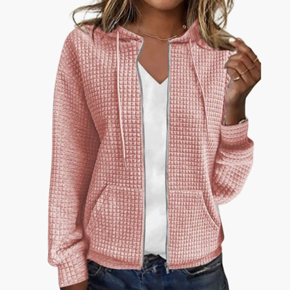 Ladies Zip-Up Hoodie with Drawstring Hood