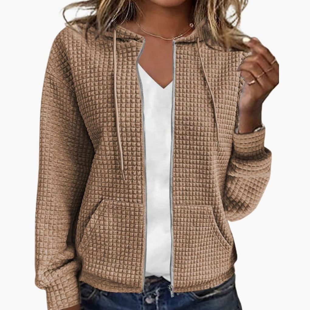 Ladies Zip-Up Hoodie with Drawstring Hood