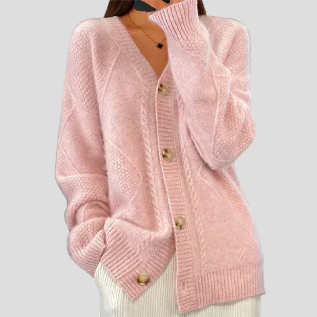 Ladies' cardigan with button closure