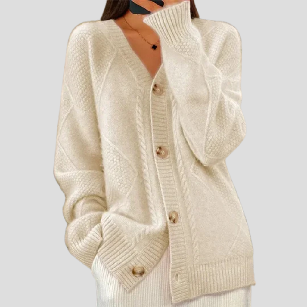 Ladies' cardigan with button closure