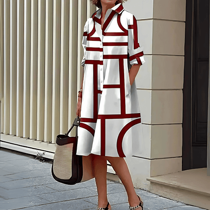 Ladies geometric print shirt dress