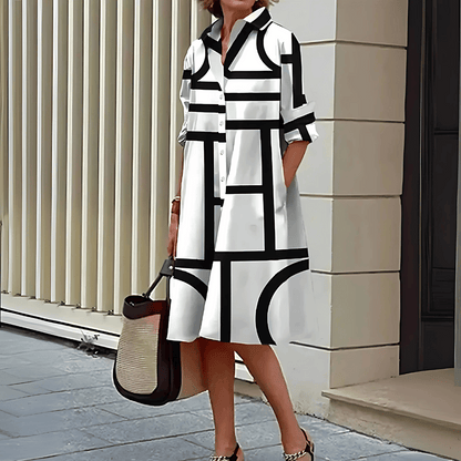 Ladies geometric print shirt dress