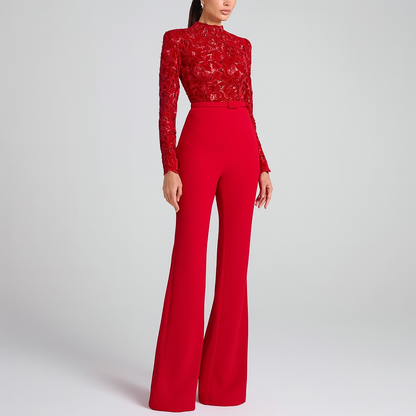 Ladies jumpsuit with lace top