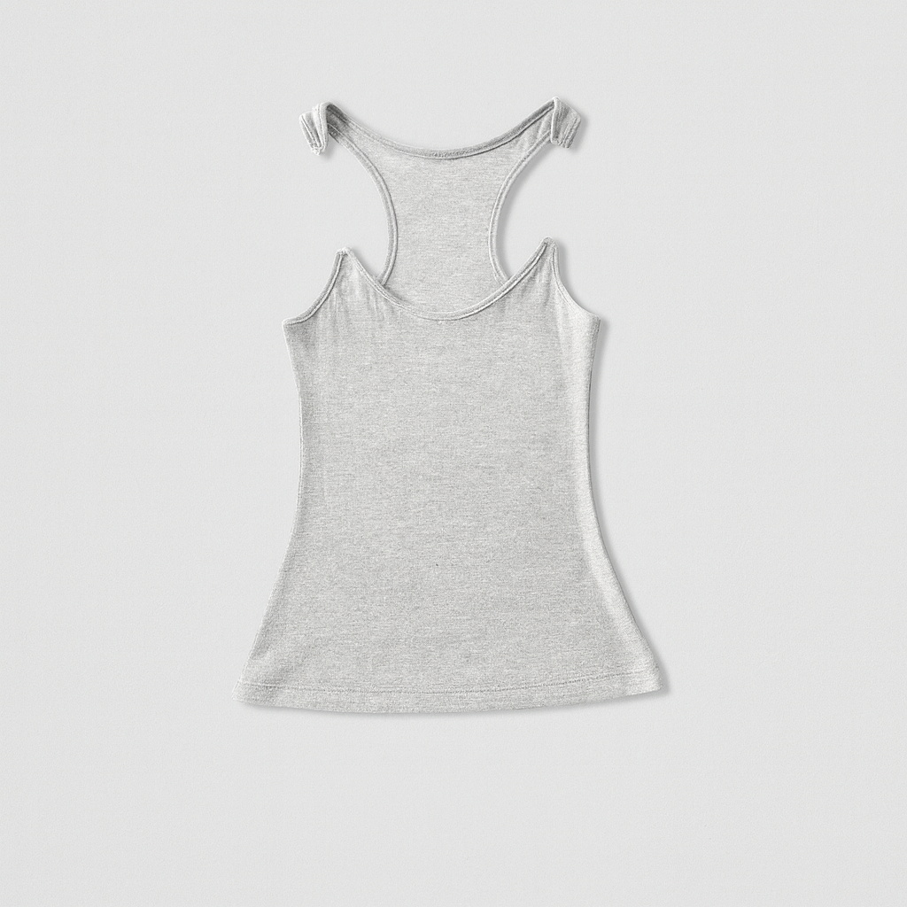 Ladies' tank top with invisible straps and ribbing