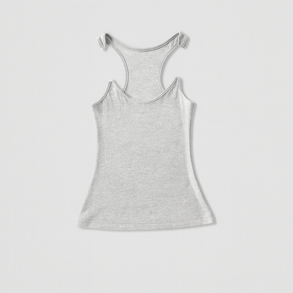 Ladies' tank top with invisible straps and ribbing