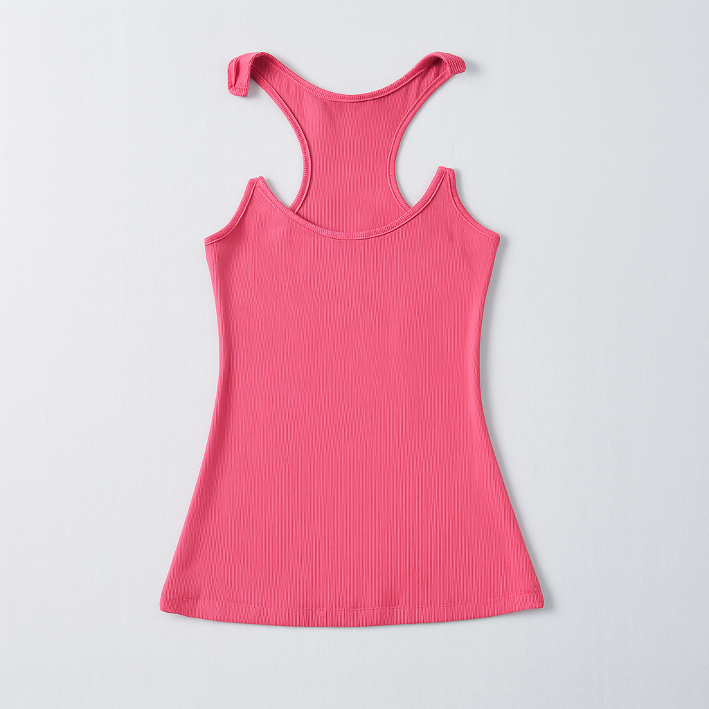 Ladies' tank top with invisible straps and ribbing