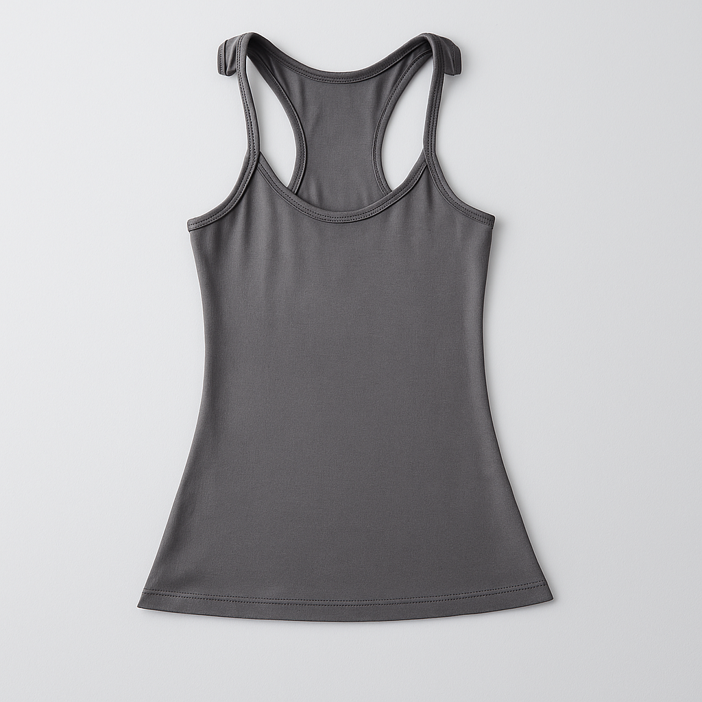 Ladies' tank top with invisible straps and ribbing