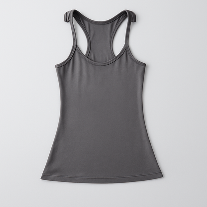 Ladies' tank top with invisible straps and ribbing