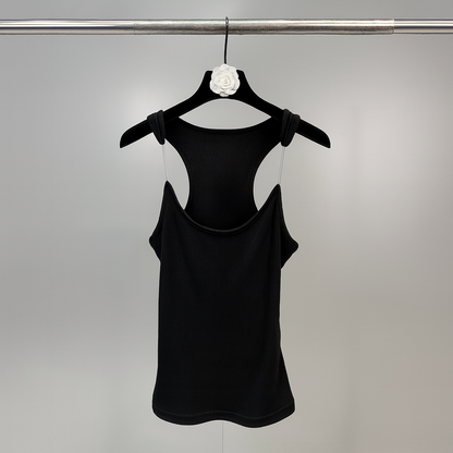 Ladies' tank top with invisible straps and ribbing