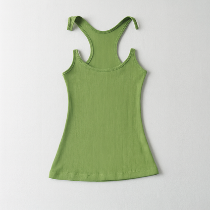 Ladies' tank top with invisible straps and ribbing
