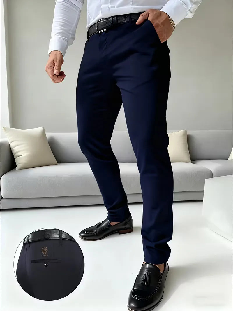 Long trousers with tiger embroidery design and slim fit