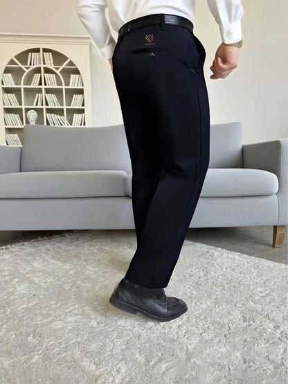 Long trousers with tiger embroidery design and slim fit