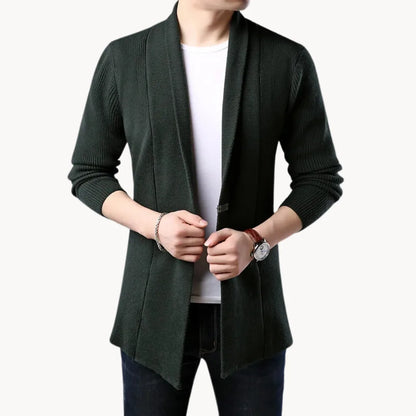Hugo | Long cardigan with open front and ribbed texture