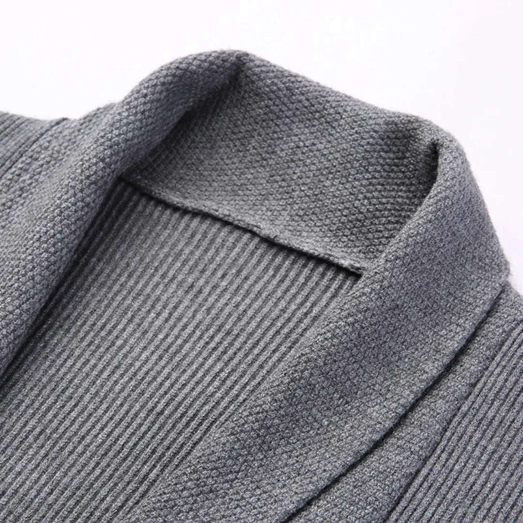Hugo | Long cardigan with open front and ribbed texture