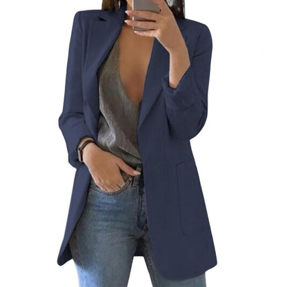Long Blazer for Women with Classic Lapels