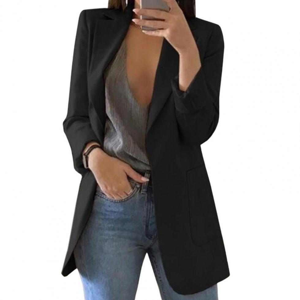Blazer lungo da donna con revers classici
