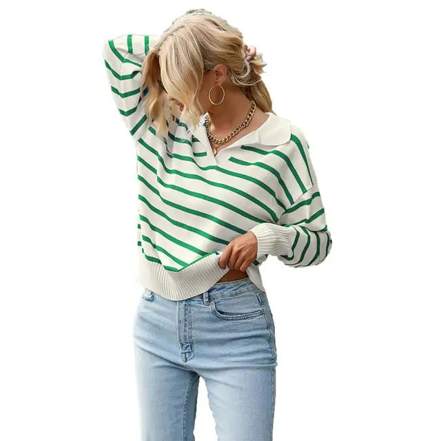 Lässiges Langarm-Poloshirt für Damen – Veronika