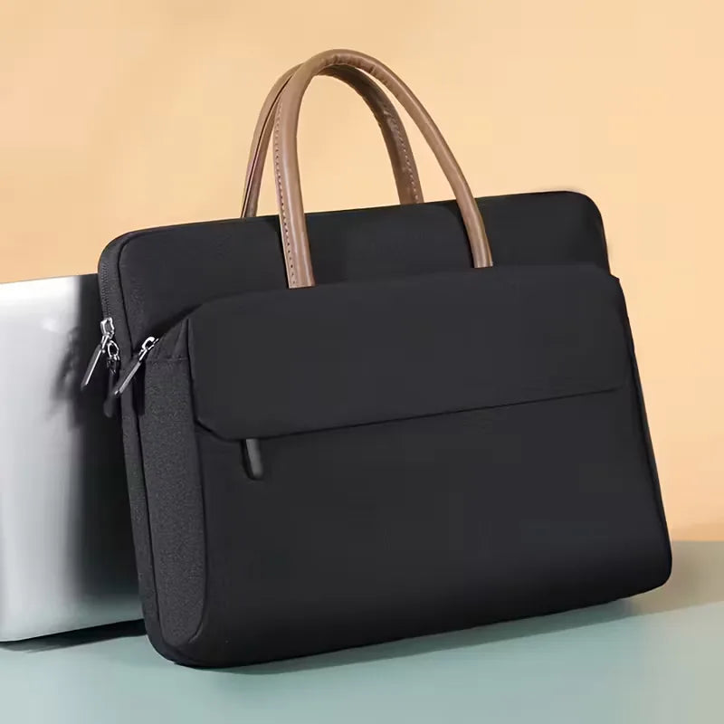 Laptop bag with front pocket and zip