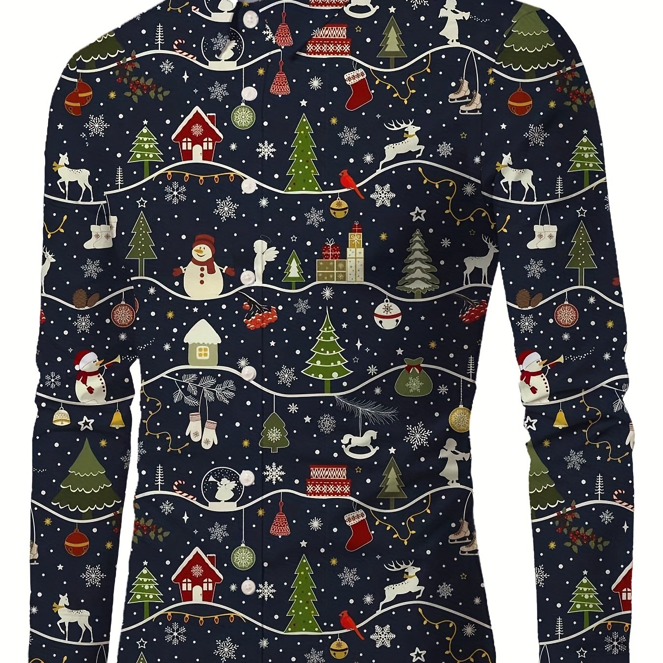 Lars | Festive men's Christmas shirt with stand-up collar and button detail