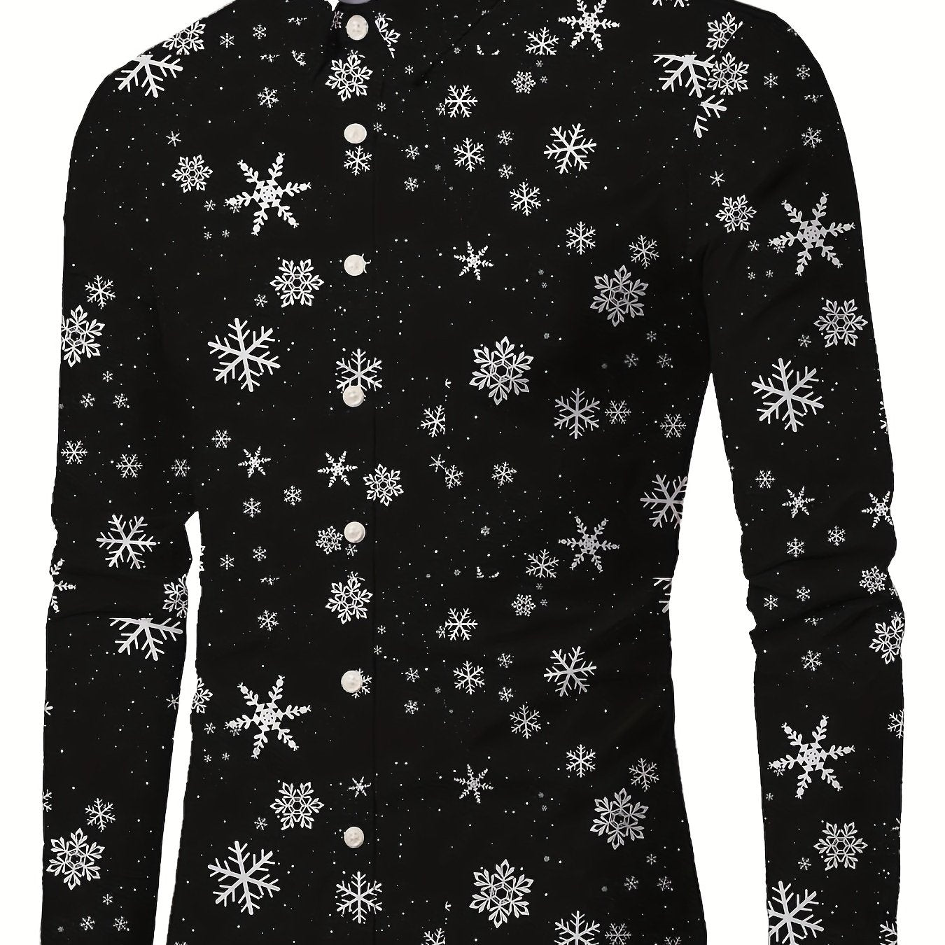 Lars | Festive men's Christmas shirt with stand-up collar and button detail
