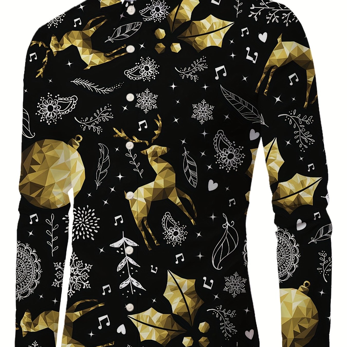 Lars | Festive men's Christmas shirt with stand-up collar and button detail