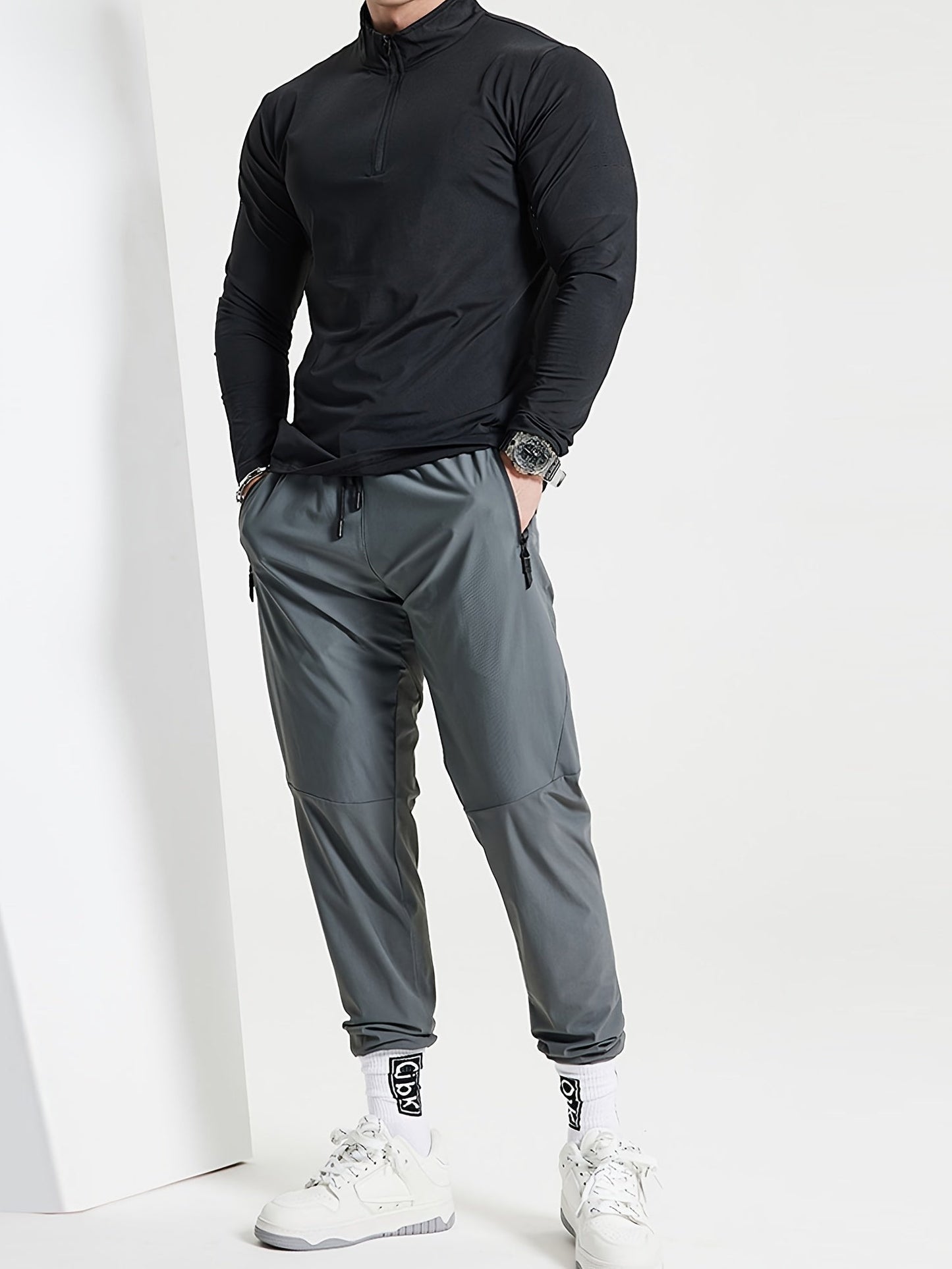 Lars | Slim-fit henley shirt with half zip and long sleeves