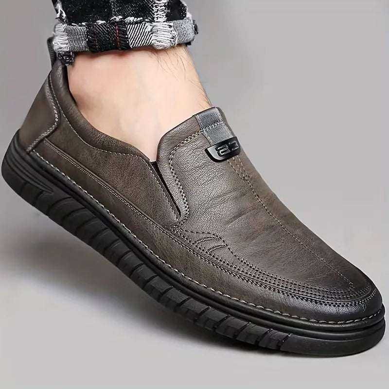Leather loafers with non-slip rubber sole