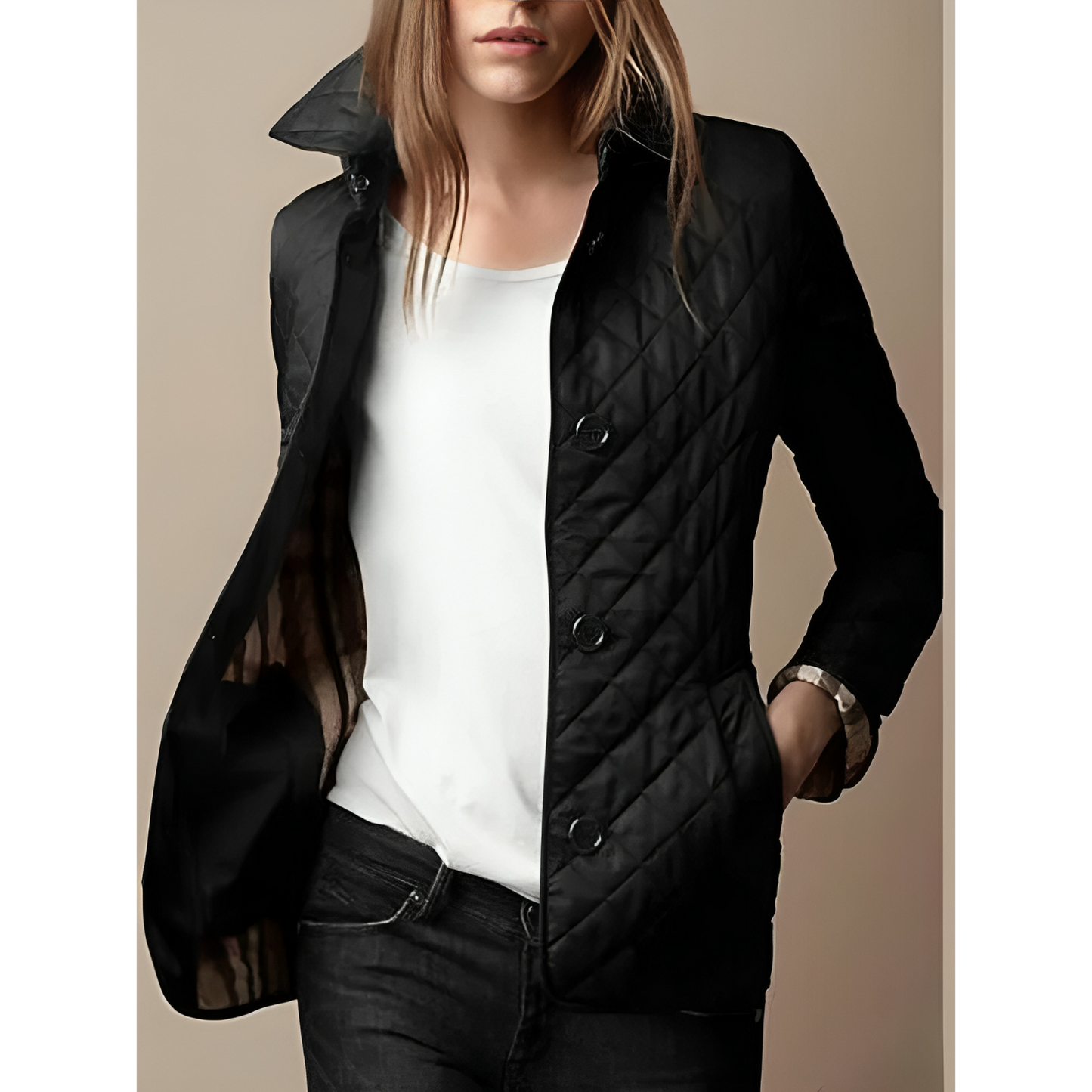 Leila | Short Quilted Ladies' Jacket with Buttons and Collar