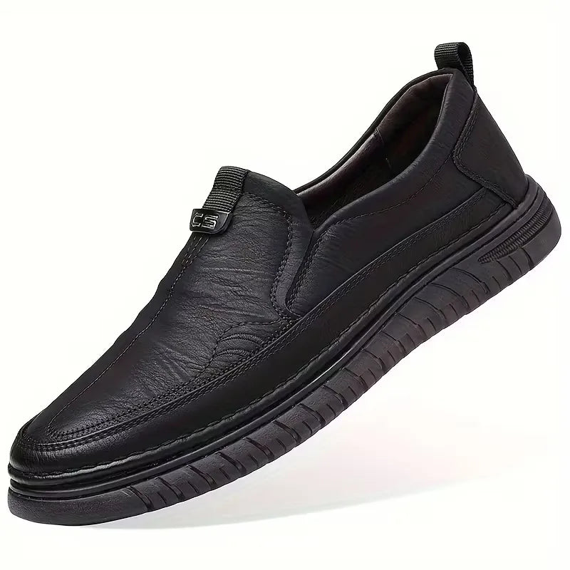 Leather loafers with non-slip rubber sole