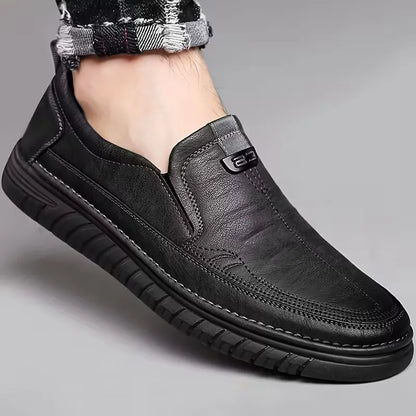 Leather loafers with non-slip rubber sole
