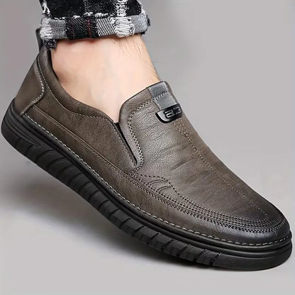 Leather loafers with non-slip rubber sole
