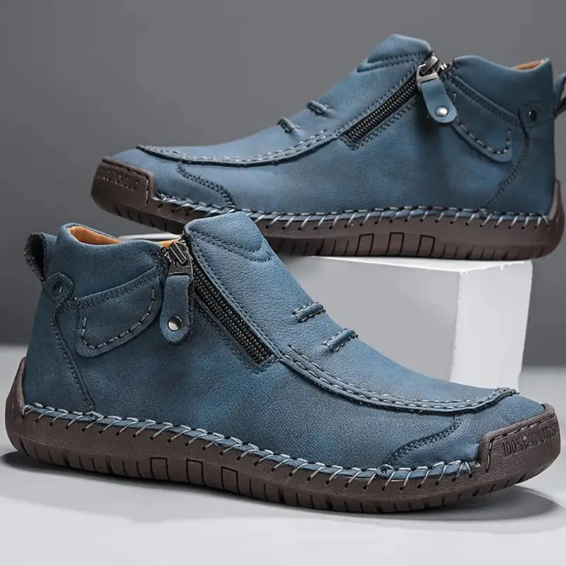 Orthopaedic Unisex Leather Shoes with Side Zip and Rubber Sole