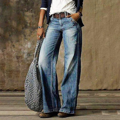 Classic High-Waist Jeans with Wide Legs - Karla
