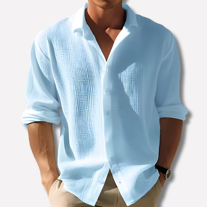 Lightweight Solid Cotton Linen Shirt for Men
