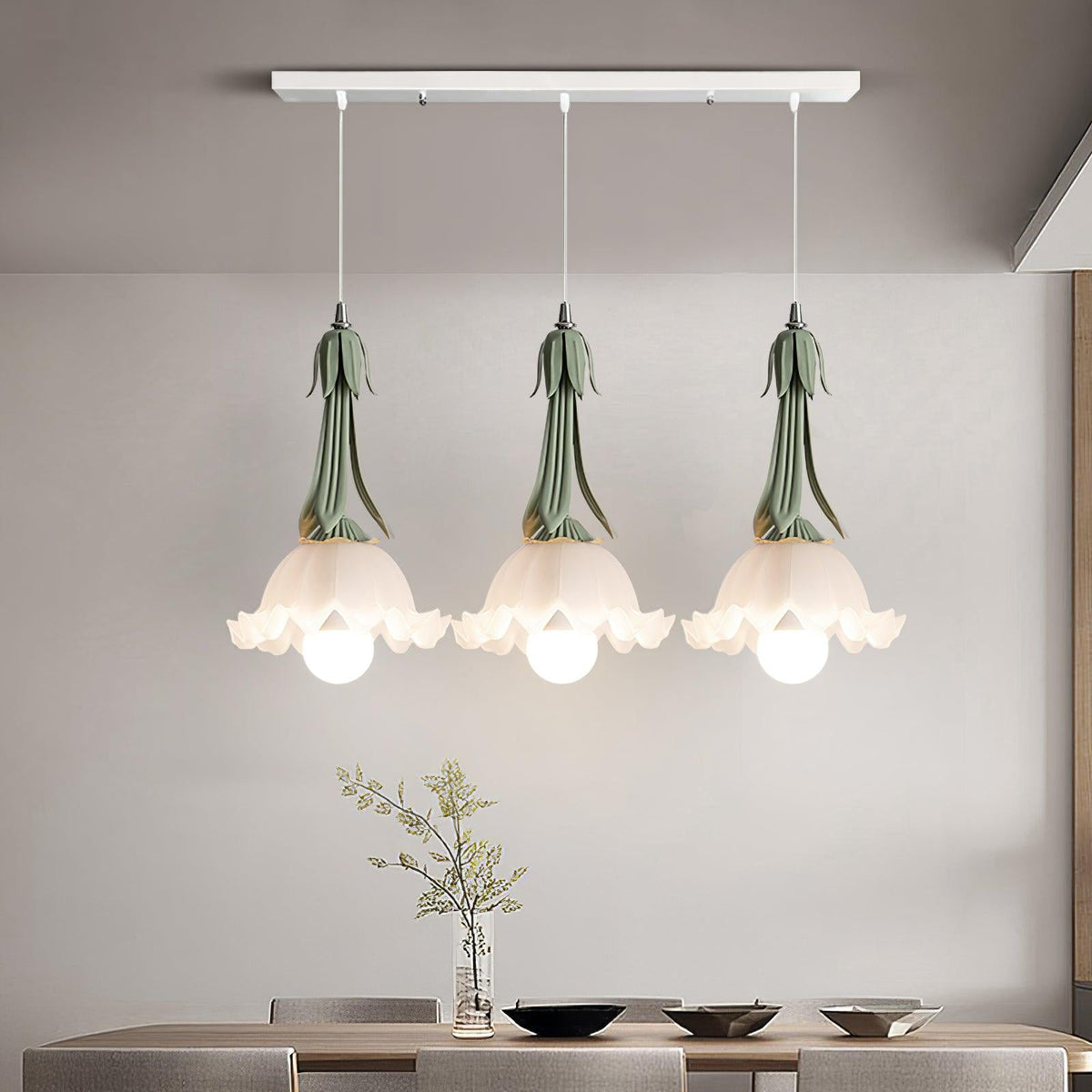 Candeeiro suspenso com padrão floral - LED e elegante