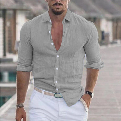 Linen Men's Shirt with Turn-Down Collar – Dino