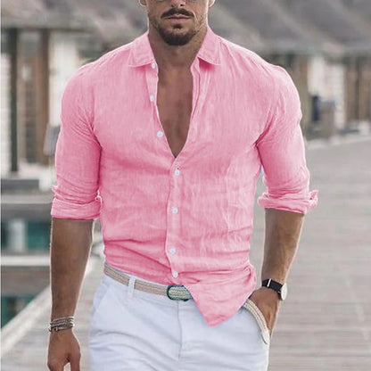 Linen Men's Shirt with Turn-Down Collar – Dino