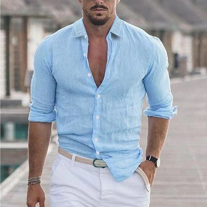 Linen Men's Shirt with Turn-Down Collar – Dino