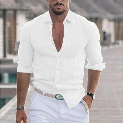 Linen Men's Shirt with Turn-Down Collar – Dino