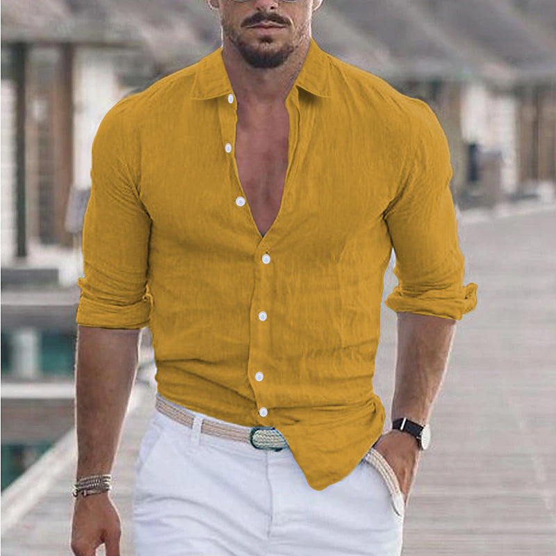 Linen Men's Shirt with Turn-Down Collar – Dino