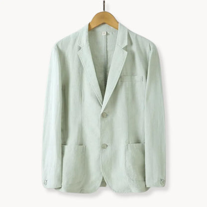 Hugo | Linen blazer with lapel collar and front pockets