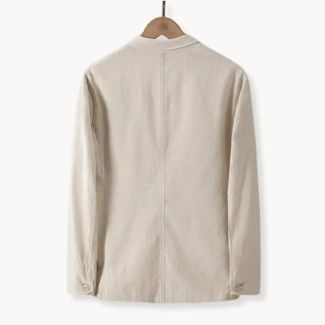 Hugo | Linen blazer with lapel collar and front pockets